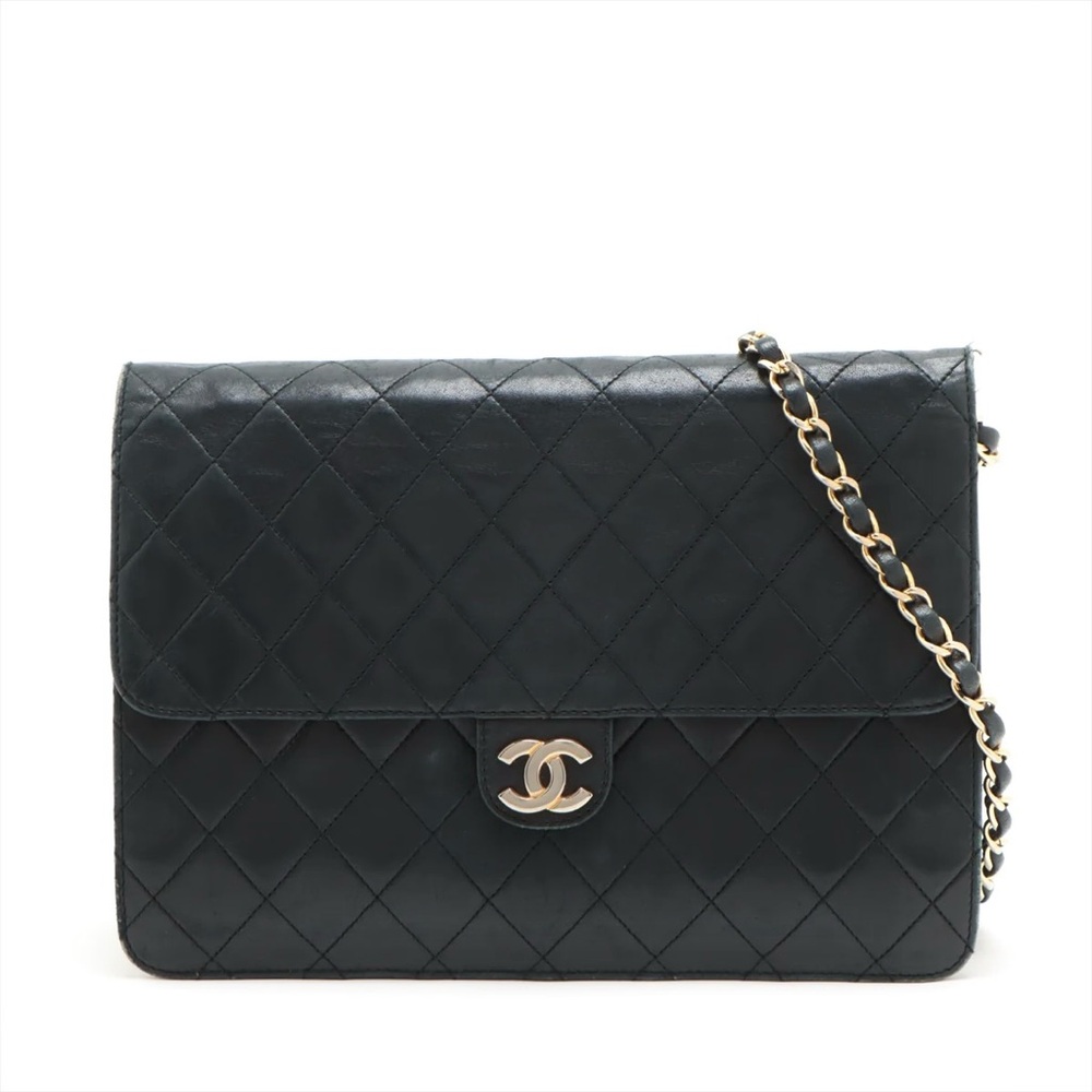 Authentic CHANEL black lambskin gold hardware quilted bag - Picture 1 of 16